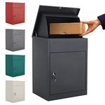 INMOZATA Parcel Box Outdoor Weatherproof Wall Mounted Delivery Box Smart Parcel Drop Box for Secure Multiple Large Delivery Packets & Mails Receiving (Black)