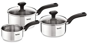 Tefal 3 Piece Comfort Max, Stainless Steel Saucepan Set, Silver