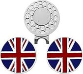 AMRTA Magnetic Golf Ball Marker Hat Clip 1pcs with 2pcs Ball Markers Golf Ball Markers Personalised for Putting Coin Golf Gifts Golfer (UK Flag)