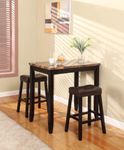 Roundhill 3-Piece Counter Height Glossy Print Marble Breakfast Table with Stools