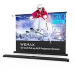 WEMAX 50 inch ALR Portable Projector Screen, Small Mobile Tabletop Ambient Light Rejecting Screen, 16:9 HD Pull Up Retractable Projection Screen for Travel Camping Indoor Outdoor Movie Use