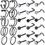 ONESING 36 Pcs Nose Rings for Women Nose Studs Nose Rings Hoop 20G Piercings Jewelry Screw Stainless Steel for Women Men, stainless-steel, not known,