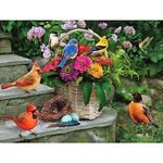 Bits and Pieces - 500 Piece Jigsaw Puzzle for Adults - Birds On The Porch Steps - 500 pc Large Piece Flowers Jigsaw by Greg Giordano - 18" x 24"