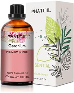 PHATOIL 30ML Geranium Essential Oil, for Aromatherapy Diffusers, Humidifiers, Skin Care, Massage, Great for DIY Candle and Soap Making