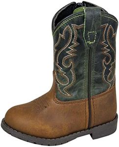 Smoky Mountain Boots Unisex-Child Hopalong Western Boots, Brown Distress/Green Crackle, 8 Big Kid