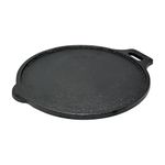 KNOBON Pre-Seasoned Cast Iron Flat Dosa Roti Paratha Uttapam Tawa Pan with Handle, Dosa Kallu, Iron Tawa Big Size | Gas and Induction Compatible DTI27