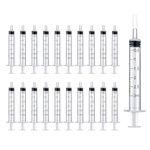 50 Pack 3ml Syringe Sterile Individual Wrap with Cap, Plastic Syringes without Needle for Science Labs, Colostrum Collector, Glue Applicator, Feeding Pets, Measuring Liquids(50x3ml)