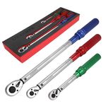 UYECOVE Torque Wrench Set 1/4 5-25Nm, 3/8 20-120Nm, 1/2 40-220Nm, 72 Tooth Dual-Direction Reversible Click Torque Wrenches for Bike Motorcycle, Car, Truck