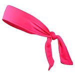 Pink: Kenz Laurenz Headbands Tie On Headband For Women Men Running Athletic Hair Head Band Elastic Sports Sweat Basketball Sweatband Stetchy Yoga Workout Sweatbands Adjustable Non