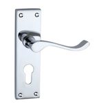 Designer Levers - Victorian Scroll Lever Door Handles - Polished Chrome - 1 Pair - Euro Lock Door Handle