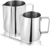 Nicunom 2 Pack Milk Frothing Pitcher, 350ml & 600ml Espresso Steaming Pitcher, Stainless Steel Milk Frother Steamer Cup, Perfect for Espresso Coffee Cappuccino Latte Art, Tick Mark Inside