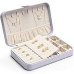 Vlando Travel Jewelry Case for Women - Portable Leather Jewelry Organizer Box for Necklace Earrings Ring Bracelet Small Size- Gifts for Teen, Girls, Moms and Daughters - Purple