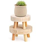 TOPZEA Set of 2 Mini Wooden Stool Display Stand, Short Wood Plant Stand Display Stool, Boho Planter Stand Riser Tiny Potted Plant Holder Small Wood Pedestal Stand for Counter, Indoor Plants, Dessert