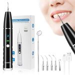 HANNEA® Teeth Whitening Kit Electric Tartar Remover with LED, Teeth Stain Remover with 3 Working Modes, Teeth Cleaning Kits With 4 Stainless Steel Bits, Oral Mirror, Home Dental Care