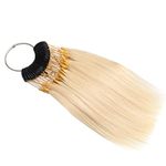 RemeeHi Hair Swatches for Testing Color Hair Color Sample Rings with Gold Buckles Real Human Hair for Salon Hairdressing 30 strands/set Beige 10°