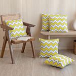 HOMEMONDE Cotton 120 TC Set Of 5 Cushion Covers Sofa Throw Pillowcase Soft Pillow Cover Home Décor Cushion Case (Yellow Chevron, 24 X 24 Inches)