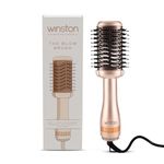 Winston 2 in 1 Hair Styling Blow Brush for Women - 1200 Watts|Hot Air Brush, Hair Volumizer Brush, Hair Blow Dryer Brush with Charcoal Bristles for Salon-Quality Volume and Shine (Gold) 1Year Warranty