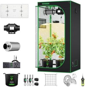 VIVOSUN GIY 3x3 Grow Tent Complete System, 3x3 ft. Grow Tent Kit Complete with 4-inch Inline Fan Package, VS2000 LED Grow Light, Temperature Humidity Monitor, Netting, Grow Bags, Pruning Shear & Timer