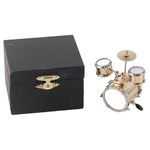 Brass Drum Ornament Musical Instrument Drum Decor Replica Drum Set 3.39 * 3.15 * 2.32in