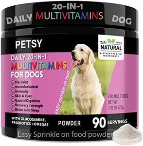 Dog Vitamins & Supplements 20-in-1 Essential Multivitamins, B2,B3,B6,B7,B12, Vit C, Folic Acid, Biotin, Glucosamine, Chondroitin, Wild Alaskan Salmon oil, Hemp Seed oil, Probiotics Blend