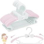 VSV stoage Adjustable Kid Hangers for Nursery, 20pcs Baby Clothes Hanger, Cascading Bow Rack for Newborn Infant Toddler Child Closet, Boy Girl Connecting Bottom Hangers with Pant & Dress Holder (Pink)