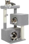 PAWZ Road Small Cat Tree 80cm Cat Tower for Indoor Cats with 2 Condos fit Cats up to 6kg, Cat Scratching Posts with 2 Cat Toy Balls, Grey