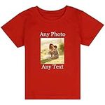 PB TECH Personalised Kids T Shirt, Create Your Own Design with Any Favorite Photo, Any Text Boys Girls Top Tee. (as8, Age, 3_Years, 4_Years, Regular, Red)