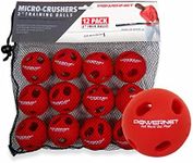 PowerNet Micro Crushers Limited Flight Training Baseballs 12 PK | Wiffle Style Batting Practice Ball for Pre-Game Warm Ups and Hitting Drills | Better Eye Coordination for Speed & Power (Red)