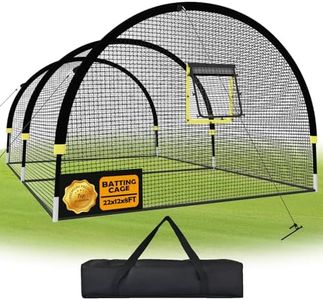 IDEATRY Baseball Batting Cages for Backyard - 22ft x 12ft x 8ft Portable Practice Softball Cage Net and Frame with Pitching Machine Hole, 12.7MM Fibreglass Poles and Carry Bag