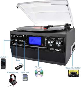 DIGITNOW Bluetooth Record Player – Vinyl Turntable with Built-In Speakers
