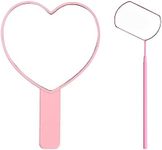 TBWHL Heart-Shaped Travel Handheld Mirror, Cosmetic Hand Mirror with Handle Hand Held Mirror for Women Girls (Lash Mirror & Heart Mirror, 2)