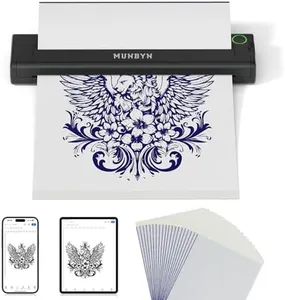 MUNBYN Tattoo Stencil Printer ITP05, Wireless Thermal Tattoo Printer with 20 Transfer Papers, Compatible with Android and iOS Phone/Tablet & PC, Tattoo Printer for Tattoo Artists & Beginners