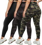 HLTPRO 3 Pack Leggings for Women(S-4XL) - High Waisted Tummy Control Plus Size Soft Pants for Workout Running Yoga