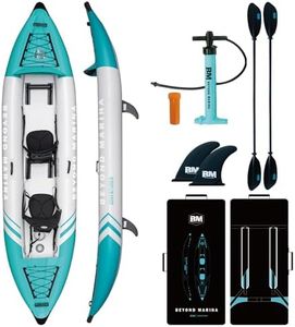 Inflatable Kayak 2 Person Adult - BEYOND MARINA Tandem Kayak with Drop Stitch Floor, Touring Kayak with Aluminum Paddles, Seats, Footrests, Pump, Fins, Adventurer 12.5ft