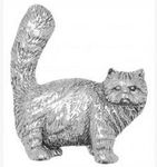 Gift Boxed Pewter Cat Tabby Persian Badge pin or Brooch Gift for Scarf, Tie, Hat, Coat or Bag