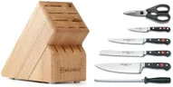 WÜSTHOF Classic Seven Piece Knife Block Set | 7-Piece German Knife Set | Precision Forged High Carbon Stainless Steel Kitchen Knife Set with 15 Slot Wood Block – Model 7417