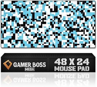 Gamer Boss - Gaming Mouse Pad - 48 x 24 Inches - 4mm Thick with Stitched Edges, Non-Slip Rubber Base, Premium Cloth Mousepad, Desk Mat for Laptop, Keyboard, Computer & PC (Mega, Squares)