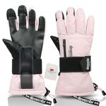 devembr Snowboarding Gloves with Wrist Guards, Ski Gloves Touchscreen, Light Pink, S