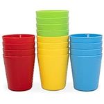 Kids Cups - Set of 16 Kids Drinking Cups Kitchen Set of Cups Colorful Plastic Cups Dishwasher Safe Cup & Tumbler for Kids & Toddlers Reusable Plastic Cups, Tumblers for Kids Assorted Colors