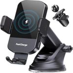 CHGeek Wireless Car Charger, 15W Fast Charging Auto Clamping Car Charger Phone Mount Phone Holder fit for iPhone17 16 15 14 13 12 Pro Max 11 XR XS, Samsung Galaxy S24 Ultra S23 S22 S21, S20, S10+