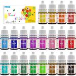 Food Colouring - 20 Colours Variety Liquid Cake Icing Food Colouring Kit for Baking, Decorating and Cooking, Fondant - Vibrant Food Colour Dye for Airbrush, DIY Slime Making and Crafts - 6ml Each