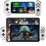 Game Controller for iPad/Tablet, Mobile Wireless Gamepad for iPhone Bluetooth RGB Telescopic Joystick for Android/iOS/PC/Smart Phones for 13-25cm Perfect works for COD/Genshin, Direct Play (White)