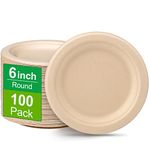 Greconv Paper Plates 6 inch, 100 Pack Paper Plates in Bulk, 100% Compostable Disposable Paper Plates, Small Paper Plates for Dessert, Cake, Appetizer, Brown Paper Plates Sturdy