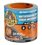 Gorilla Waterproof Patch & Seal Tape, Heavy-Duty, Instantly Seals, Works Underwater, Indoor/Outdoor, Flexible Permanent Bond, 4 in x 10 ft, Black, 1 Pack