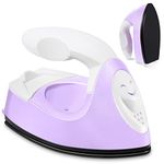 Mini Craft Iron Mini Heat Press Mini Iron Portable Handy Heat Press Small Iron with Charging Base Accessories for Beads Patch Clothes DIY Shoes T-shirts Heat Transfer Vinyl Projects (Light Purple)