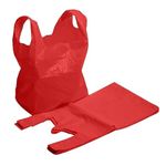 Efforias Carrier Bags 11 x 17 x 21 - Plastic Carrier Bags Heavy Duty Vest Carrier Bags - Red (Pack of 75)