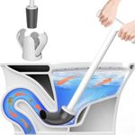 Upgraded Toilet Plunger with Holder, Wall Mounted Toilet Bowl Plunger with Hideaway Caddy, Dual Handle Plunger for Bathroom Built-in Drip Tray, RV Bathroom Accessories (White)