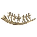 Kartique Brass Tribal Folk Dancers Wall Hanging on Shehnai Dancing Adivasi Tribe on Metal Trumpet Mounted Art Sculpture Modern Arts Home Office Restaurant Decor Length 22 Inch