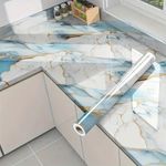 Jig-Tik New Black Gold Vinyl Marble Wallpaper Peel and Stick Waterproof Wallpaper for Home Kitchen Countertop Cabinet Furniture Oil Proof Kitchen Stickers (60X200) (New Golden Line Sky)