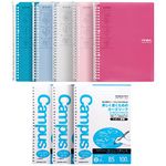 Kokuyo Campus Smart Ring Binder, Up to 60 Sheets, B5, 26 Holes, Total 5-Color & 300 Sheets Paper Set